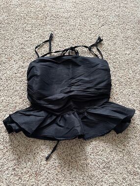 Cider Backless Black Peplum Ruffle Top